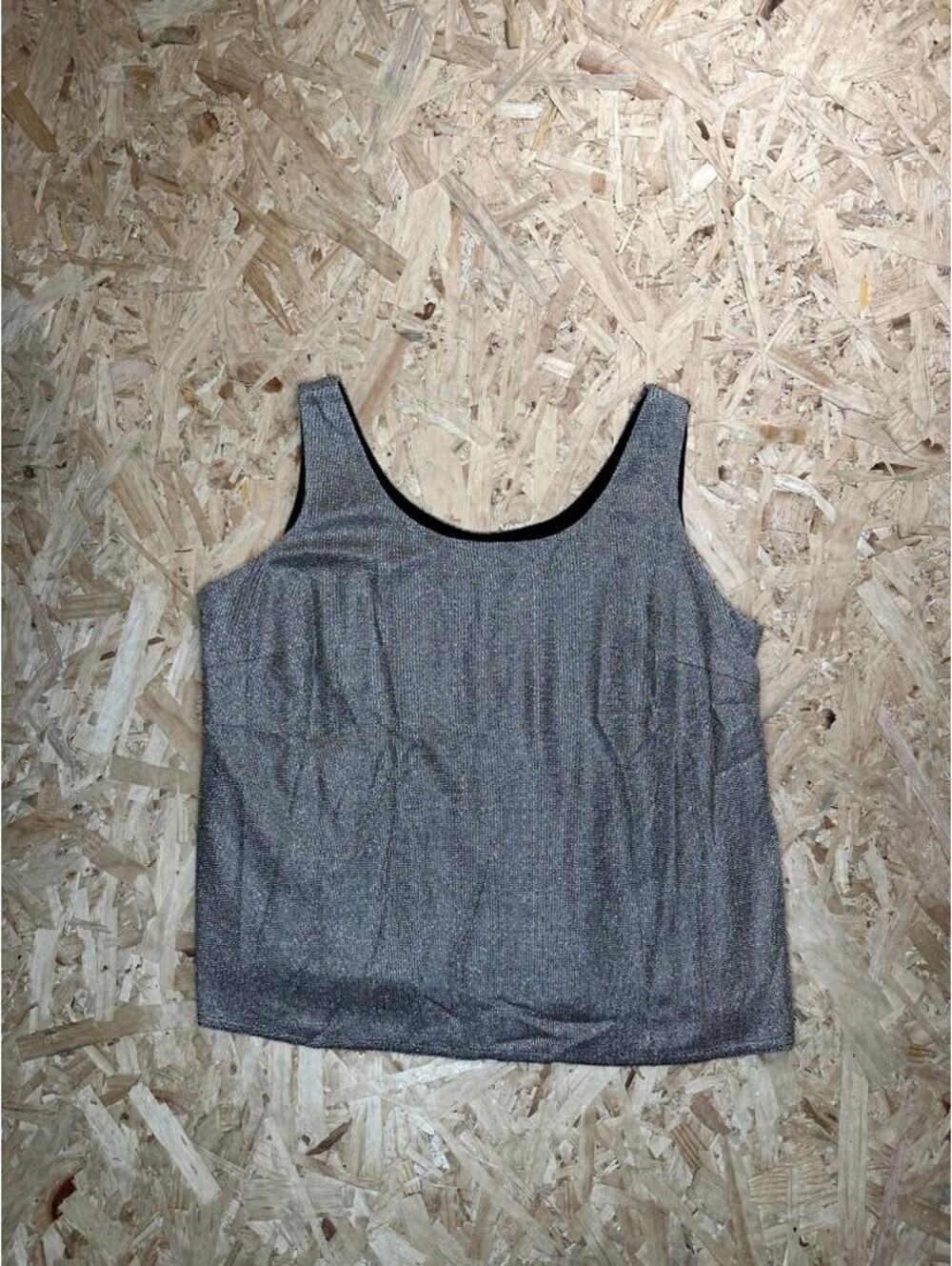 Jessica Howard Woman Metallic Silver Knit Tank Top Size 24W Sleeveless Pleated